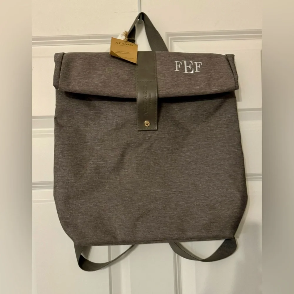 Azzaro Perfumes Fragrance Cologne Backpack Bag GREY GRAY NWT